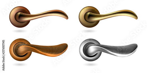 Fotografía Elegant door handles in copper and silver metal finishes transparent background