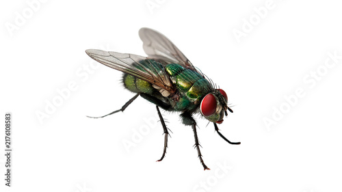Cuadro en lienzo Common housefly green bottle fly flying insect isolated on transparent background for domestic pest control sanitation hygiene education
