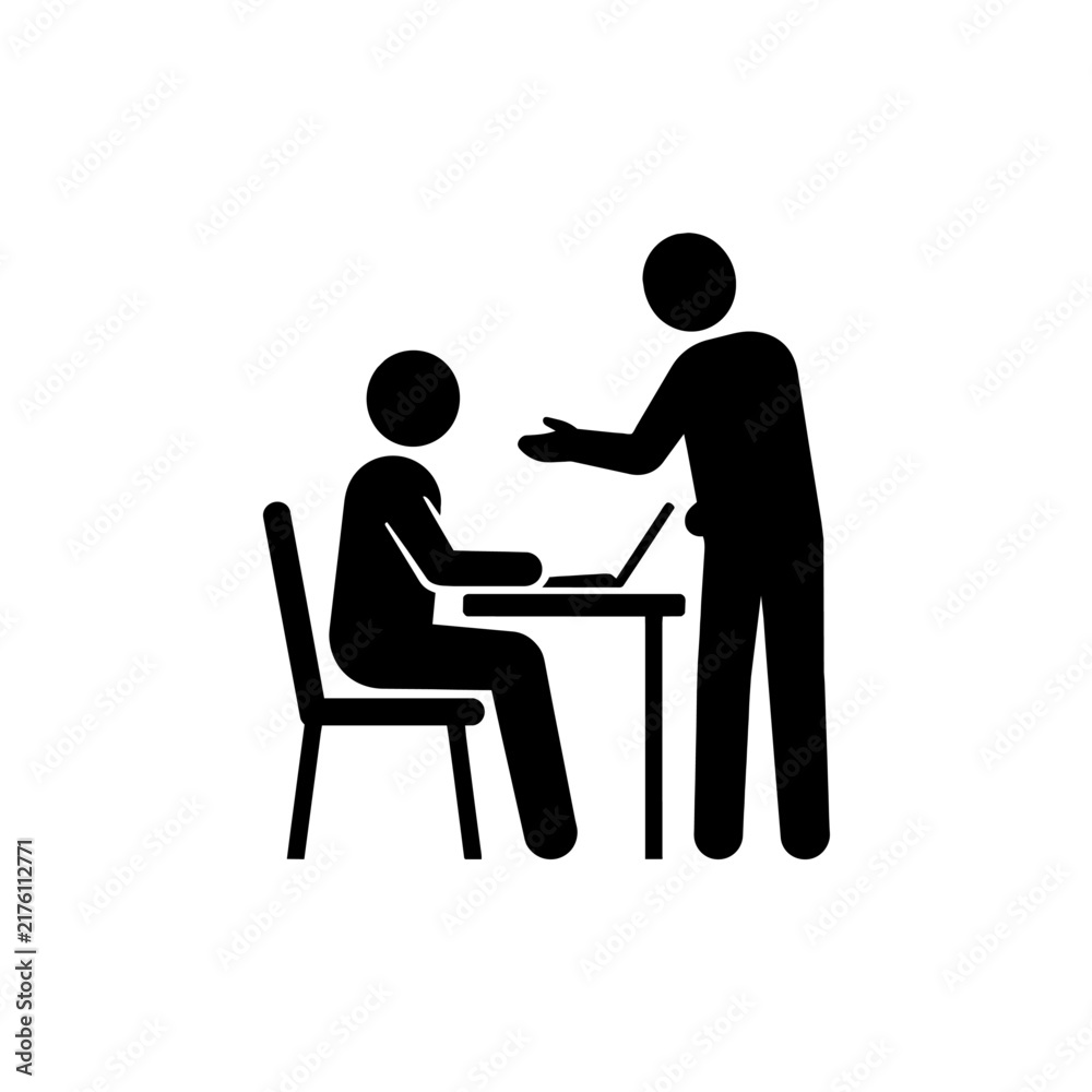 Fototapeta premium People working together at a desk icon