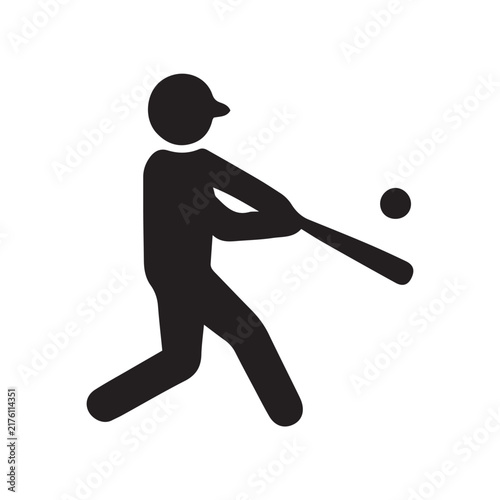 Bild auf Leinwand Baseball Batter Pictogram Icon, Black Solid Silhouette