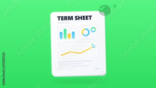 Animated term sheet with growth graphs business document
