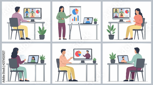 Virtual Meeting and Online Business Collaboration Scenes