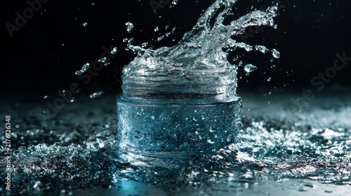 Cosmetic Cream Jar with Dynamic Water Splash