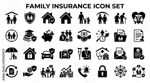 Foto Family Insurance Icon Set for Financial Planning and Protection Services