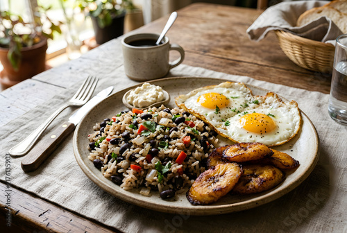 Zentralamerikanisches Gallo Pinto mit Reis und Bohnen