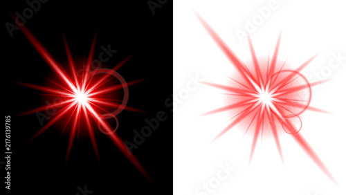 Glowing red starburst beam effect on dark and light backdrop