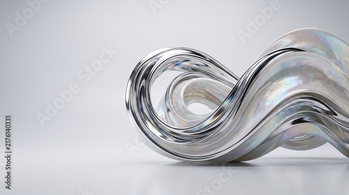 Abstract 3D Glass Wave and Frosted Acrylic Ribbons Background with Negative Copy Space for Minimalist Tech SaaS Landing Page, Web Banner, Futuristic Corporate Branding, and Modern Presentation Header
