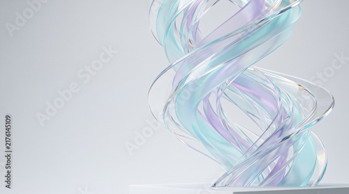Abstract 3D Glass Wave and Frosted Acrylic Ribbons Background with Negative Copy Space for Minimalist Tech SaaS Landing Page, Web Banner, Futuristic Corporate Branding, and Modern Presentation Header
