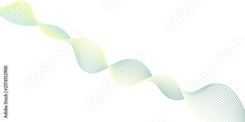 Abstract Green and Gold Wave Line Background with Elegant Flowing Curves. Modern Gradient Wave Lines Background in Green Yellow Minimal Style.