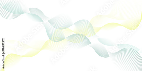 Abstract Green and Gold Wave Line Background with Elegant Flowing Curves. Modern Gradient Wave Lines Background in Green Yellow Minimal Style.