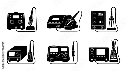 Soldering Station Icons, Electronic Repair Tools, Precision Welding Equipment, Heat Tool Set, Industrial Electronics