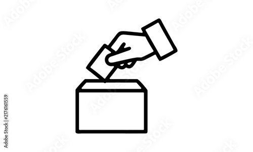 Person dropping ballot paper into voting box illustration design