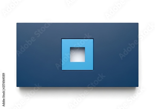 Minimalist abstract blue square with centered hole
