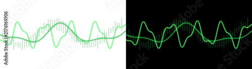 Fotografie Complex green audio waveform and digital data chart overlay for music production
