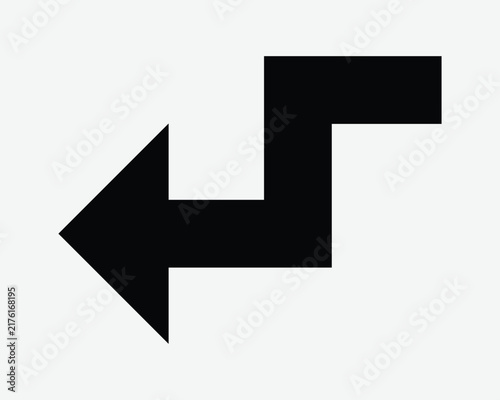 Bild auf Leinwand Step Arrow Left Icon Stairs Pointer Position Direction Navigation Point Beside S