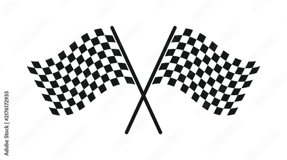 Obraz premium Crossed checkered racing flags vector isolated on white