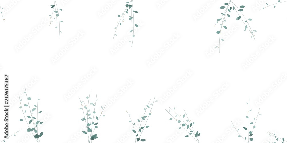 Fototapeta premium minimalist soft green leaf branches border design with clean white space ideal for elegant invitation card background