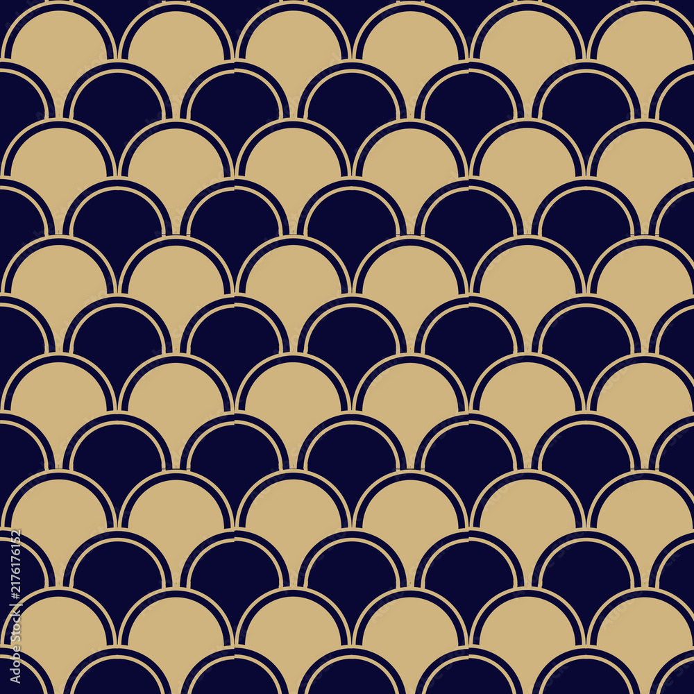 Obraz premium seamless blue and cream fish scale pattern 