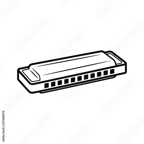 Canvastavla Harmonica keys vector illustration musician  instrument