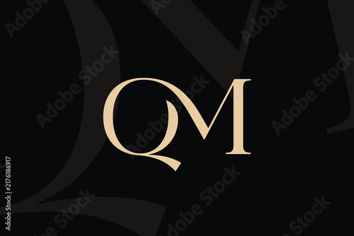 QM or MQ letter logo icon design. Classic style luxury initials monogram.
