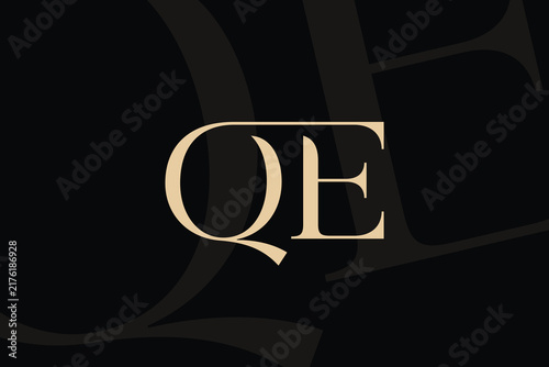 QE or EQ letter logo icon design. Classic style luxury initials monogram.
