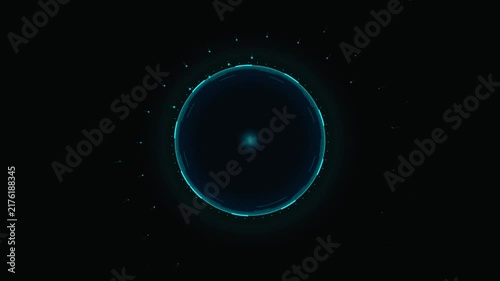 Futuristic blue glowing HUD circular interface animation on black background