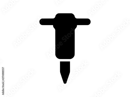 Konstfotografi Jackhammer icon vector, heavy construction pneumatic drill silhouette, industria