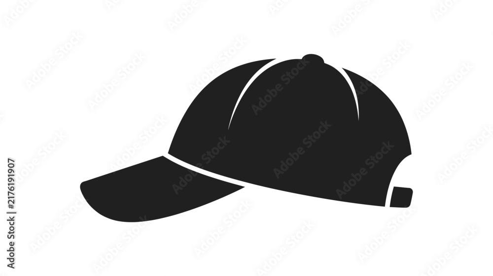 Fototapeta premium Black baseball cap silhouette against a white background