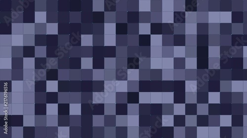 Digital pixels mosaic grid flickering with blue square pattern for technology background and video transition element.
