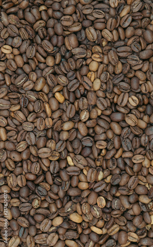 Vertical Background Texture Of Roasted Coffee Beans From Above