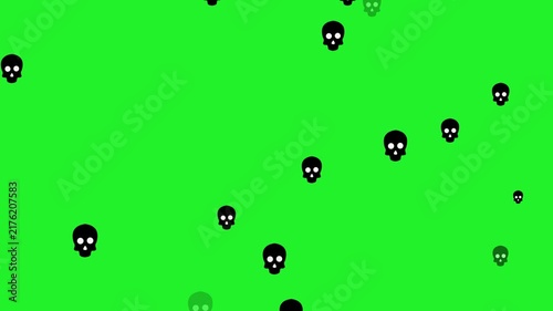 Spooky Skull Icon Floating with Glowing Particles on Dark Background