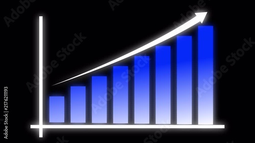 A modern corporate bar graph and dynamic trendline charting upward mobility, financial success and strategic progress, clean corporate typography and smooth keyframe for economy news broadcast in 4k.