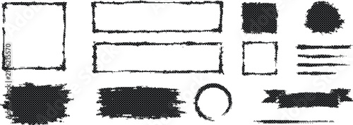 Hand Drawn Frames and Brush Stroke Elements Set