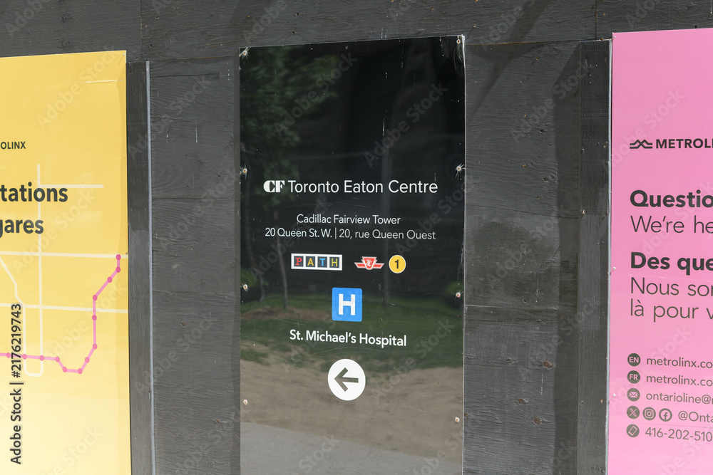 Obraz premium construction signs near the future Ontario Line subway station, Queen, near James St and Queen St W, Toronto