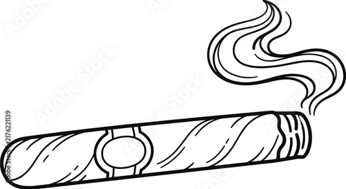 Foto Smoking cigar graphic element with elegant swirling smoke curves.