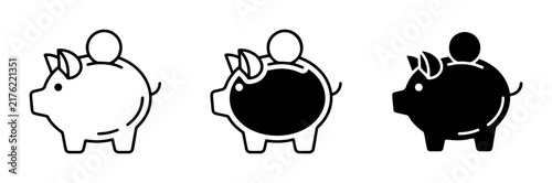Piggy Bank Icons, Savings, Money, Finance, Investment, Coin Collection