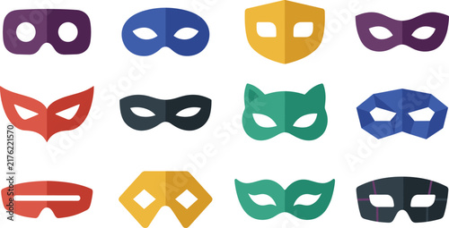 Collection of decorative masquerade masks for carnivals and parties.