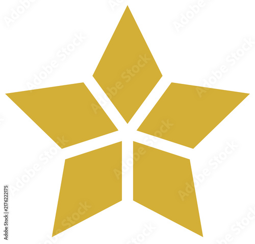 Golden Five Point Star Geometric Vector Symbol