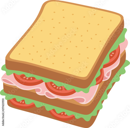 Club Sandwich Ham Tomato Vector
