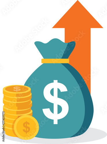 Money Bag Gold Coins Growth Arrow Vector