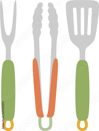 Bbq Utensils Grill Tools Set Vector