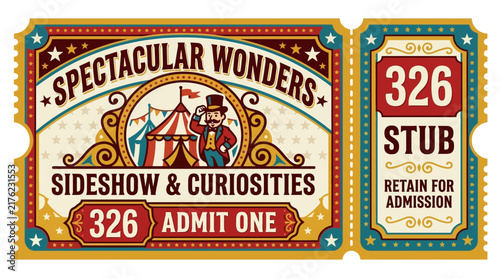 Spectacular Wonders Circus Ticket Stub - Sideshow & Curiosities