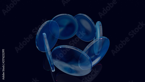 Fotografie sculpture crystal glass futuristic abstract 3d render radial circle wreath prism
