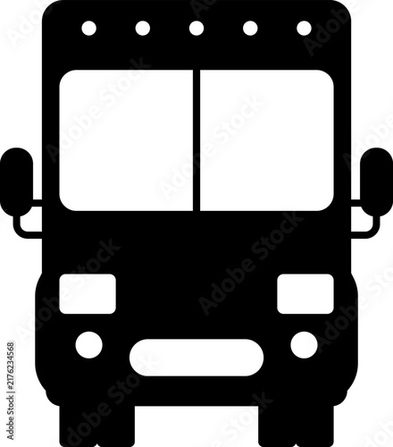 Bus vector vehicle flat silhouette icon, city transportation symbol isolated vector illustration. Bus icon set in a flat black silhouette style, front view vehicle symbols.