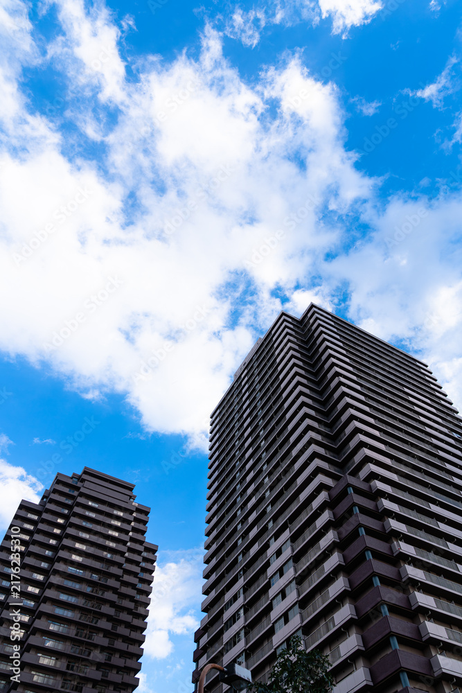 Fototapeta premium タワーマンションのある都市風景