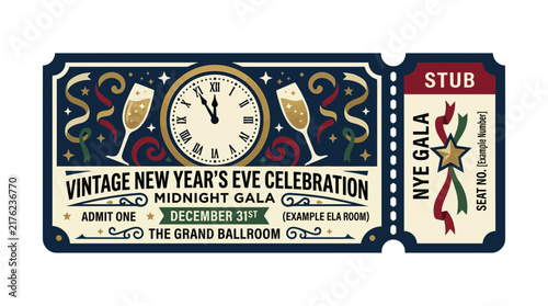 Photography Vintage New Year's Eve Celebration Ticket Design