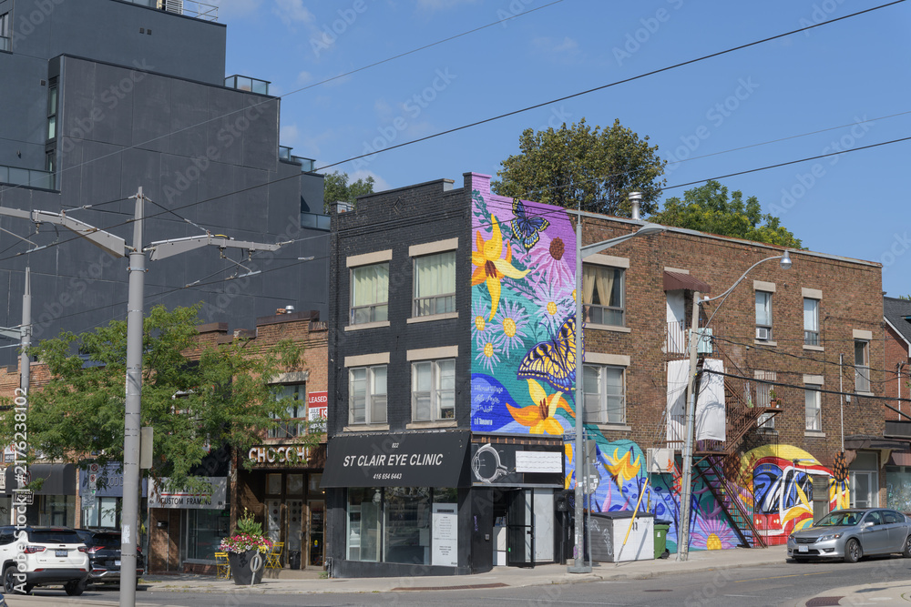 Obraz premium mural on the east facing exterior wall of 822 St Clair Av W, Toronto (location of St Clair Eye Clinic)