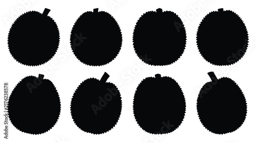 Jackfruit silhouettes arranged on a white background