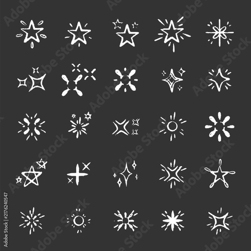Chalkboard Style Star And Sun Symbols Vector Illustration