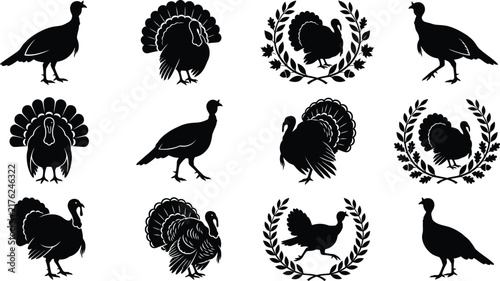 Celebrating the autumn harvest a collection of vintage turkey silhouettes for a joyful and heartfelt thanksgiving season filled with gratitude and family cheer